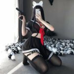 OJBK-Anime-Cosplay-Costume-Student-Black-Uniform-School-Girl-Ladies-Erotic-Babydoll-Dress-Women-Lace-Miniskirt